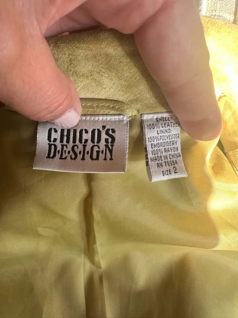Chico's Chartreuse Suede Button-Front Jacket